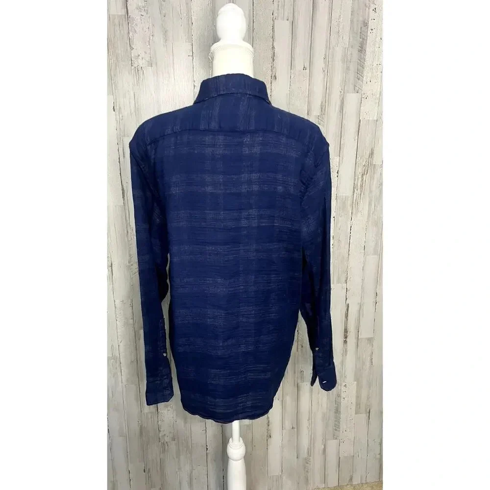 Banana Republic Men's Blue Plaid Long Sleeve‎ Button-Up Shirt Size Large